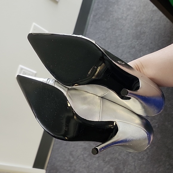 Maje Silver Leather Heels - Picture 3 of 5